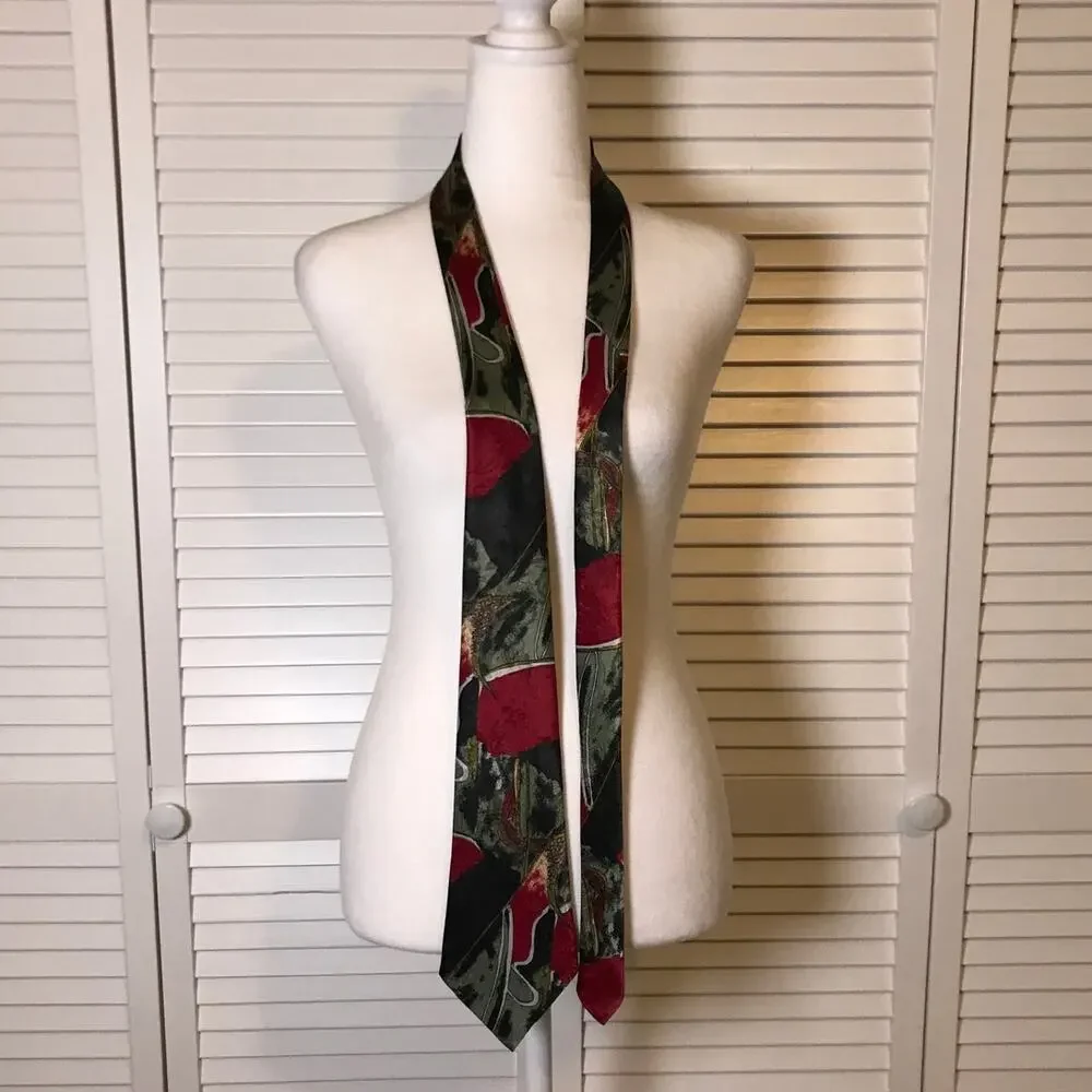 FloRence & K-inc. Abstract Pattern Long Wide Silk Necktie